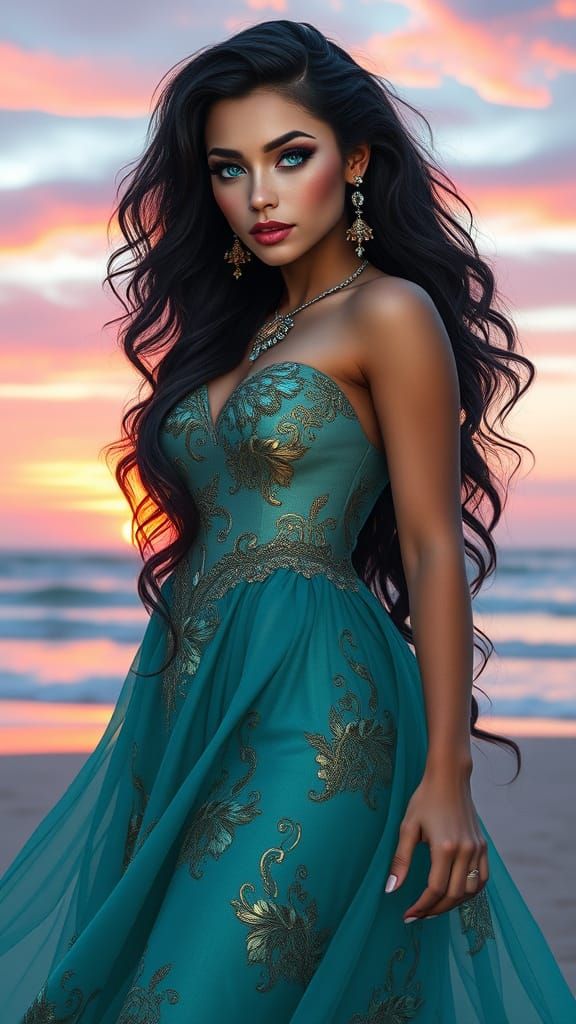 Full length head to toe  portrait of A stunning woman with r...