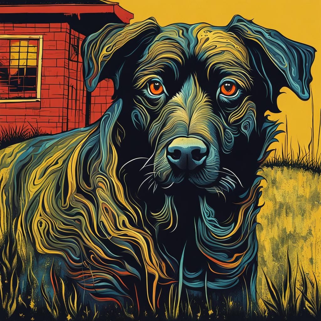 Sinister Dog in the Yard: Abstract Art