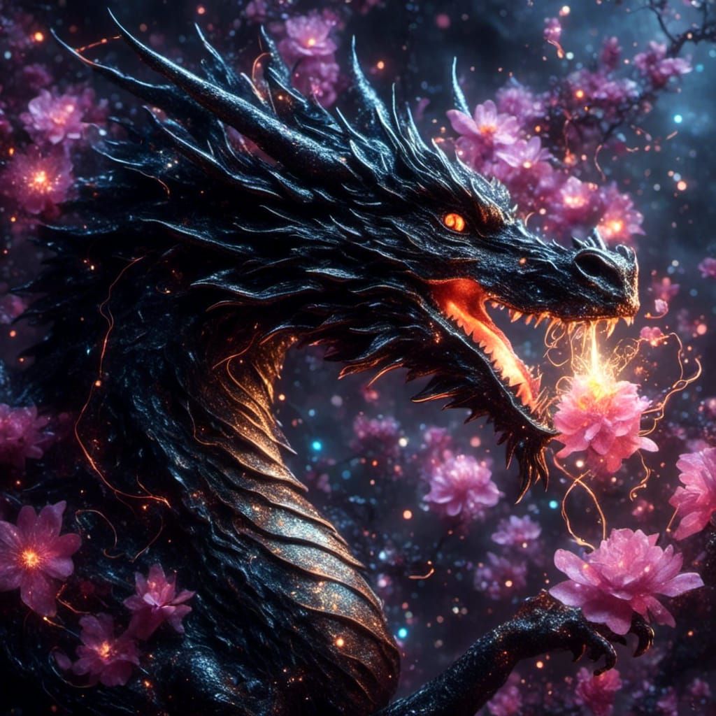 Electric Black Dragon in Dramatic Lighting