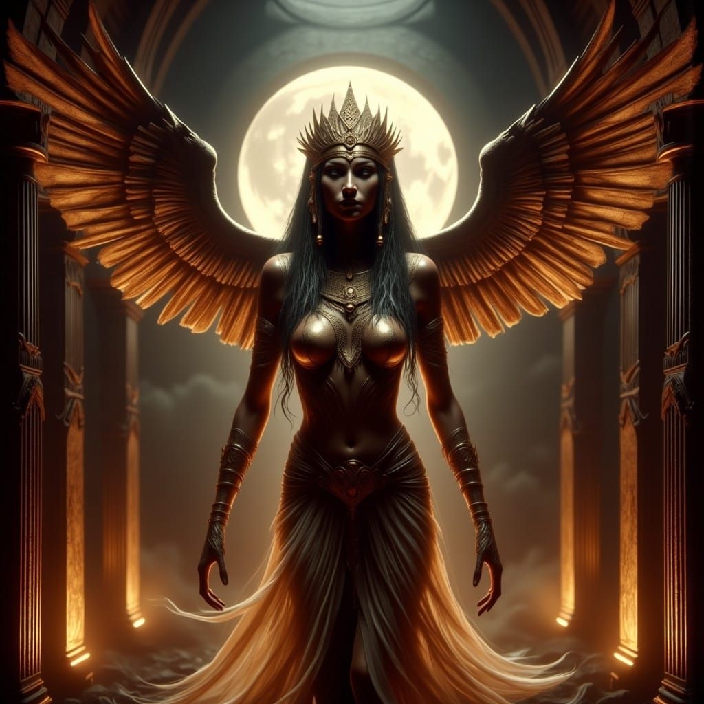 Mysterious Egyptian High Priestess in Ancient Tomb Setting