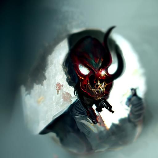 Sinister Mexican Demon with Revolver Art