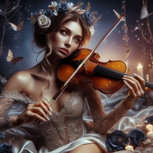 Woman Plays Violin in Warm Golden Light
