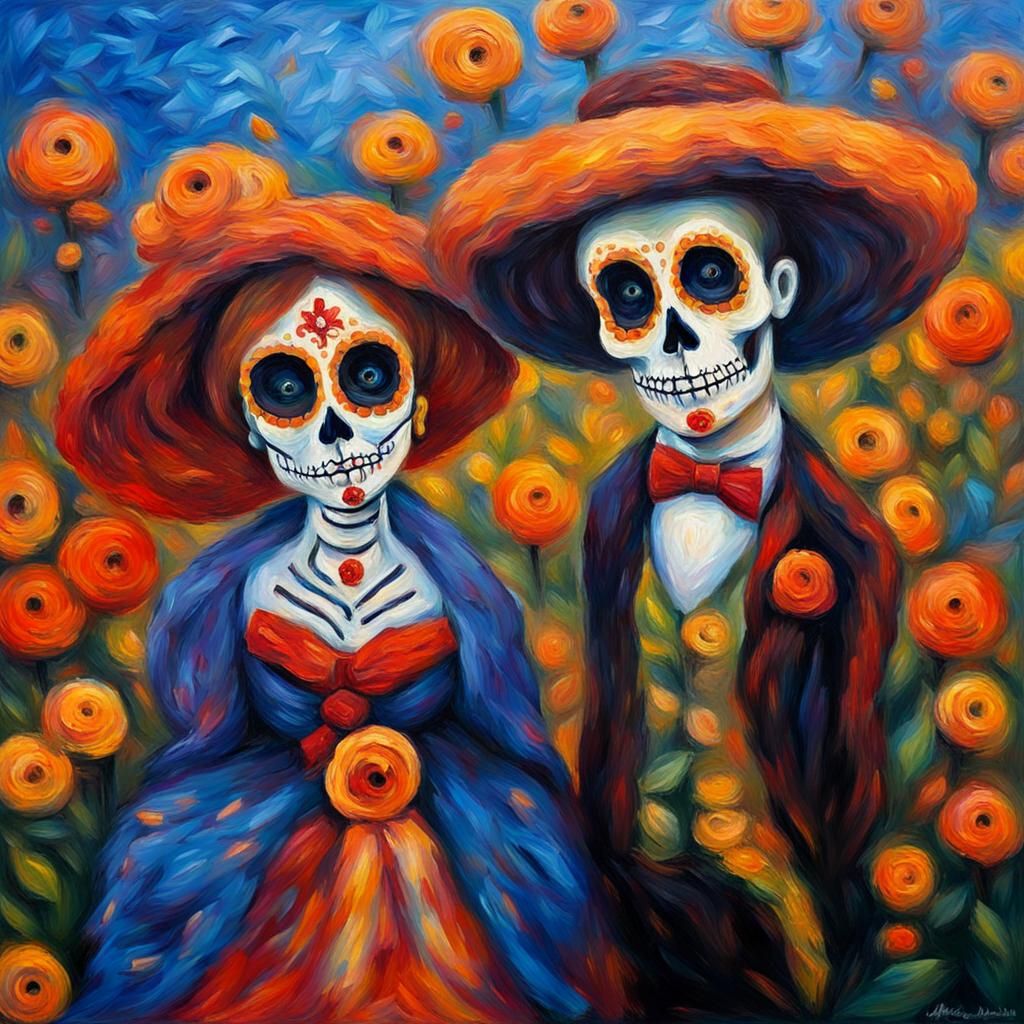 Dia de los Muertos Impressionist Oil Painting