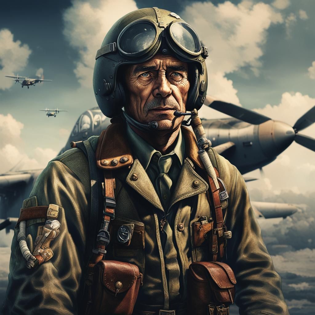 WWII Pilot Portrait in Anime Style