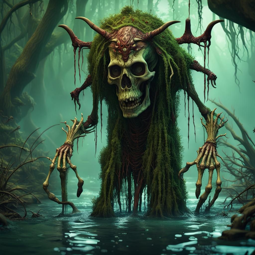 Voodoo Totem Monster in a Swamp