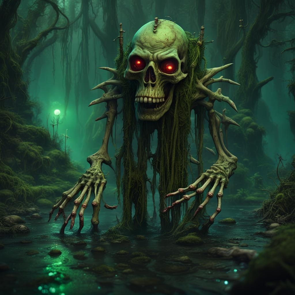 Voodoo Totem Monster in a Swamp