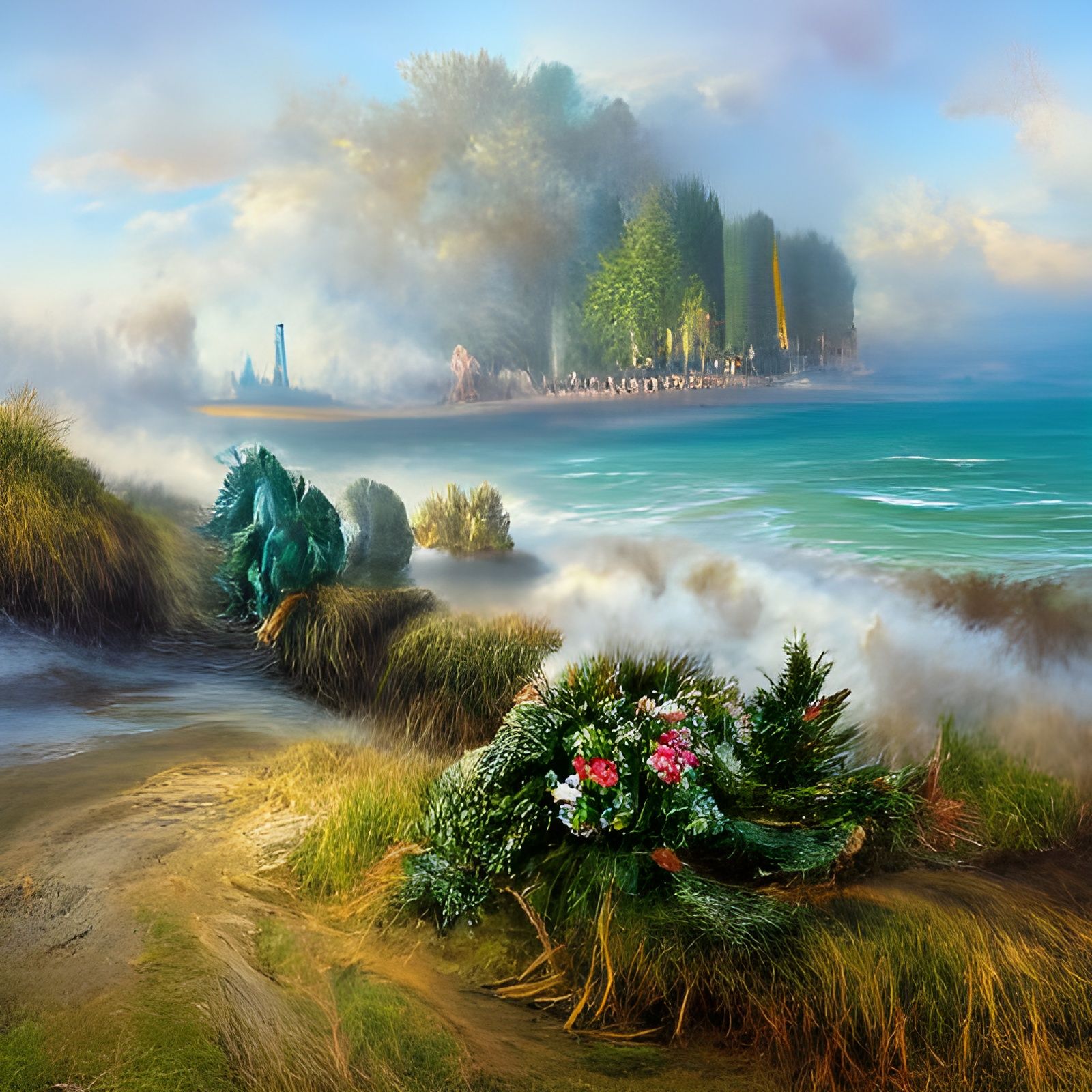 Coastal Landscape with Baltic Sea Mist