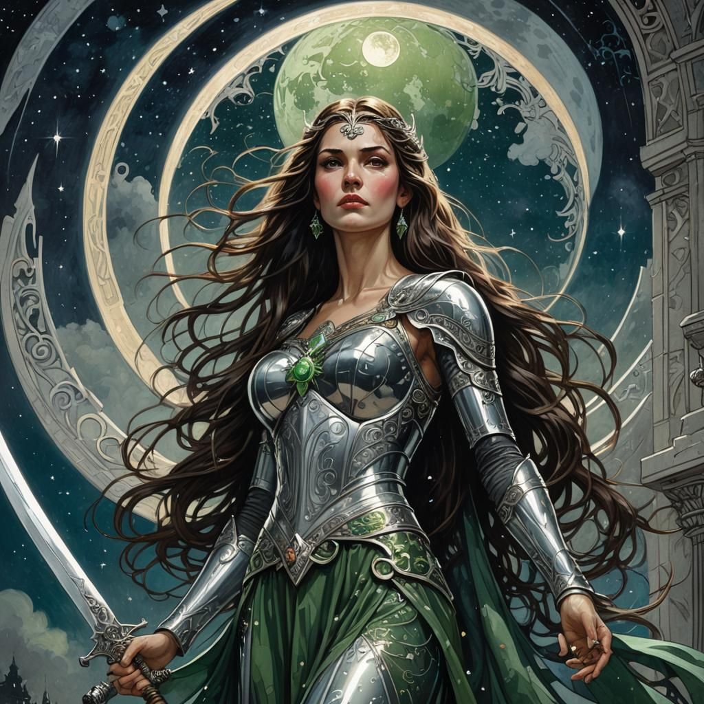 Moon Princess Portrait in Art Nouveau Style