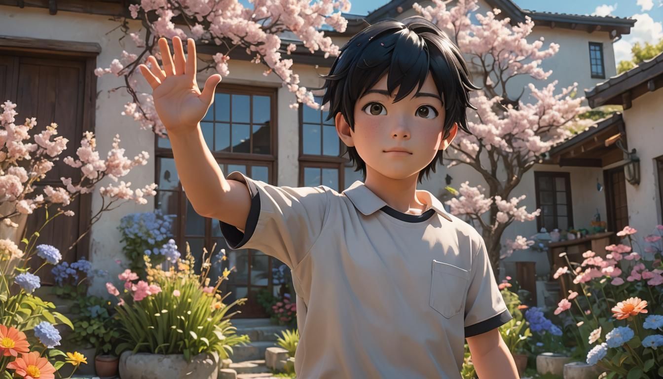 Boy with Superpowers in Anime Style