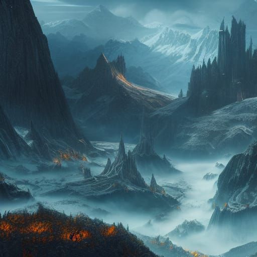 Fantastical Middle Earth Matte Painting in 8K