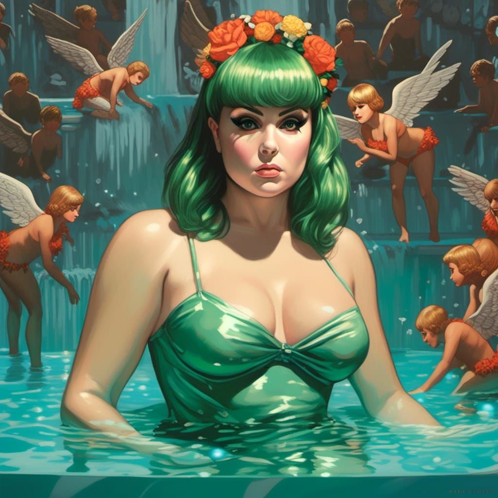 Pin-Up Portrait in Iridescent Pool