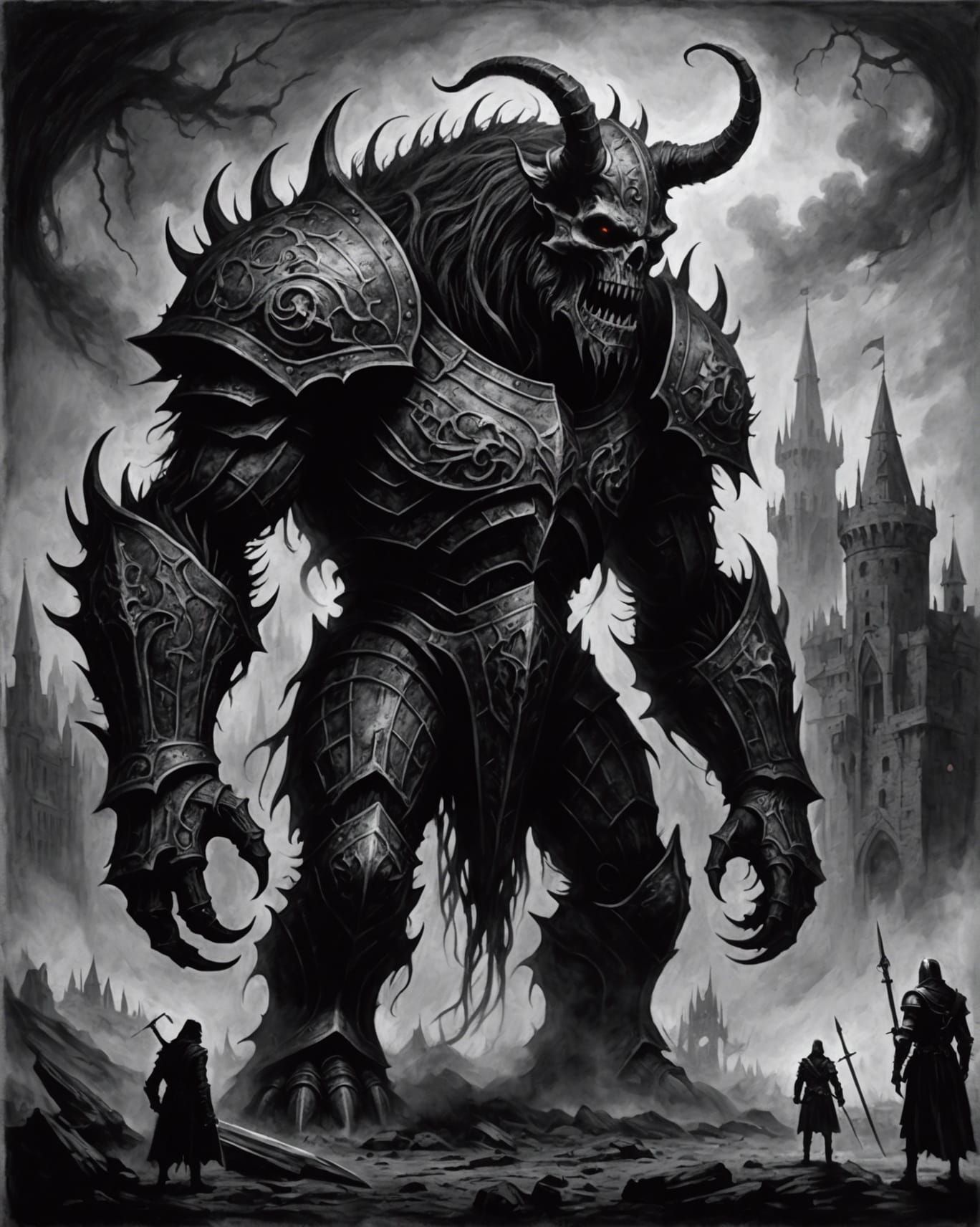 Eldritch Horror: Behemoth Over Knight in Charcoal