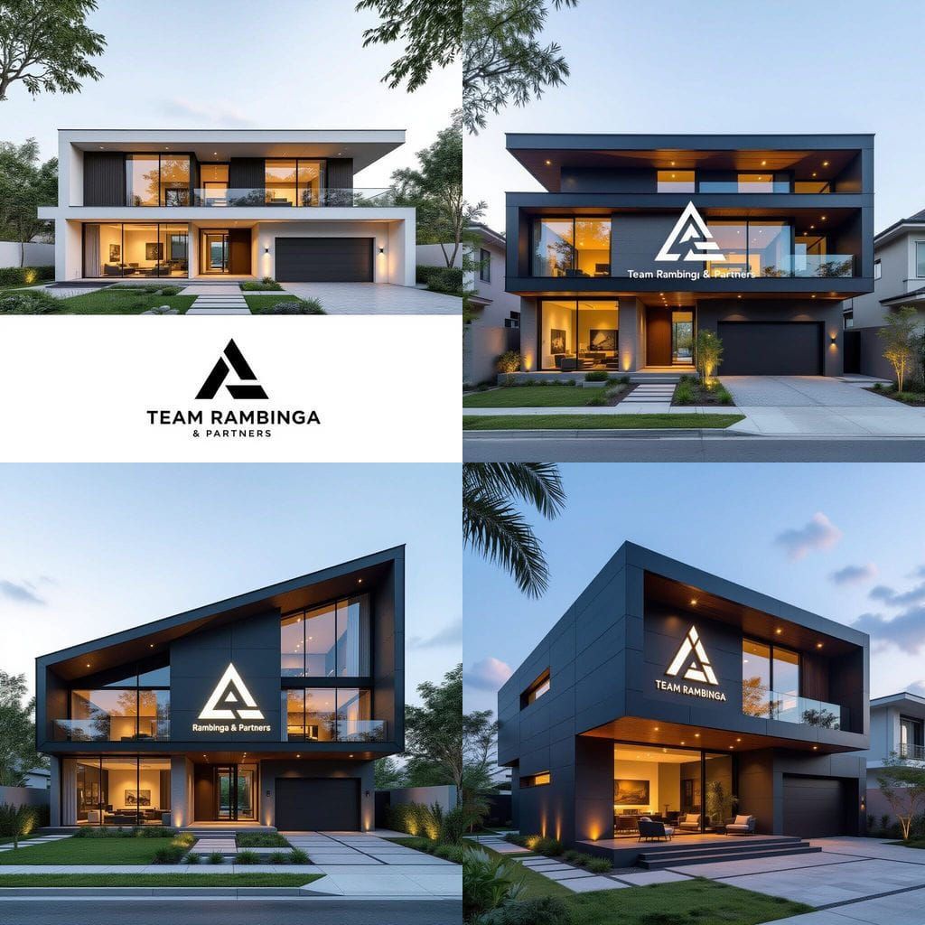 Modern Two-Story House Design with Triangular Logo