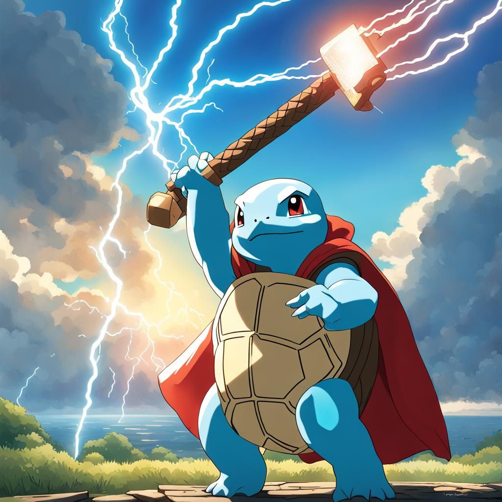 Squirtle as Thor: God of Thunder