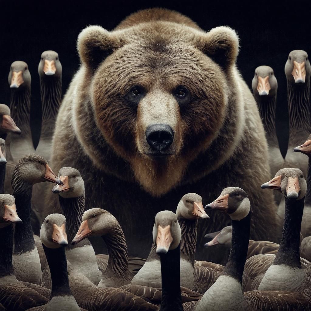 Dramatic Portrait of Concerned Kodiak Bear