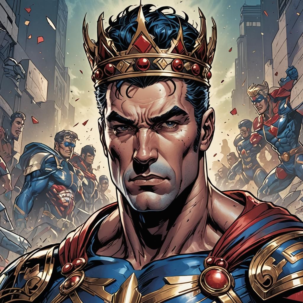 Wonder Man with Royal Crown in Comic Book Art