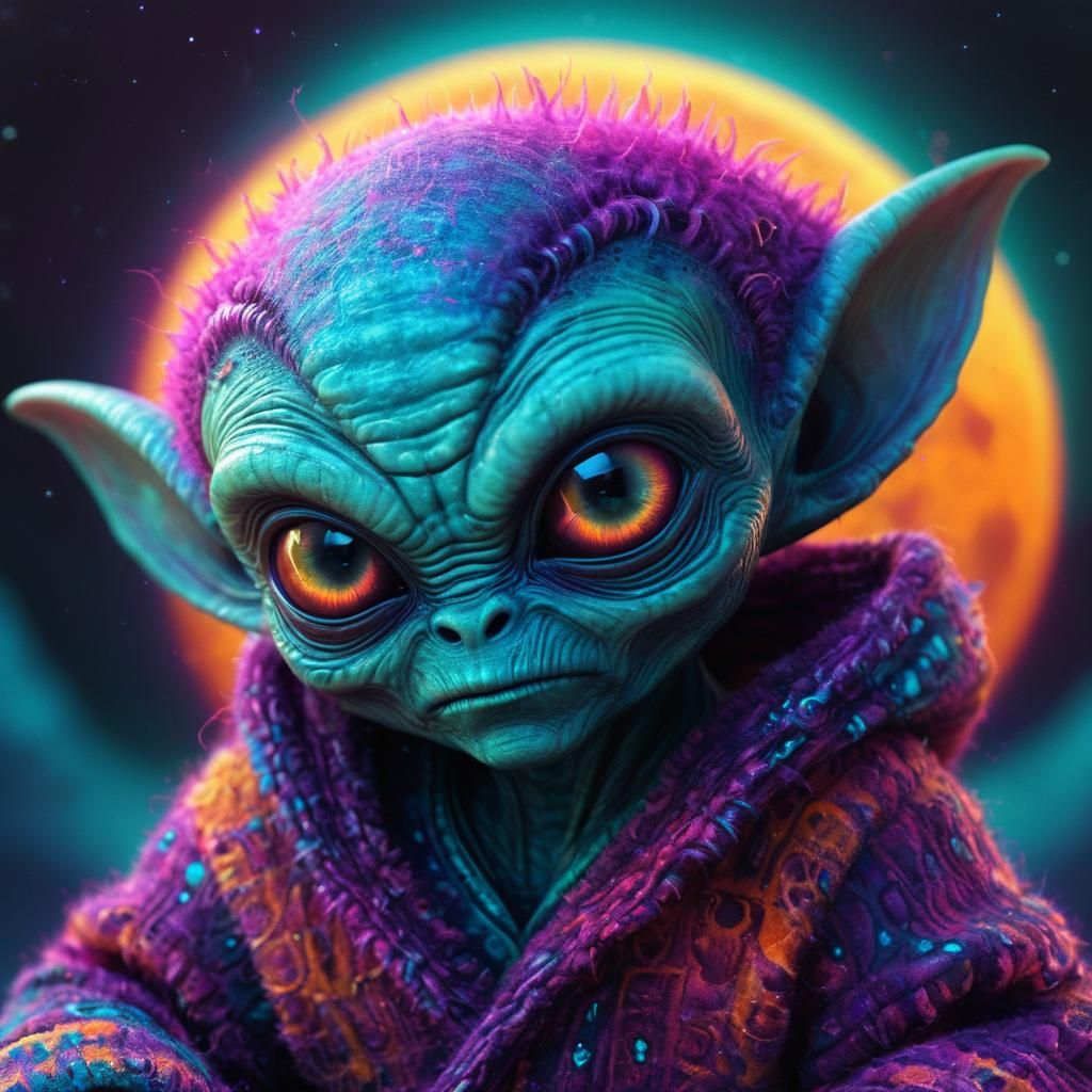 Menacing Baby Alien in Fuzzy Pajamas