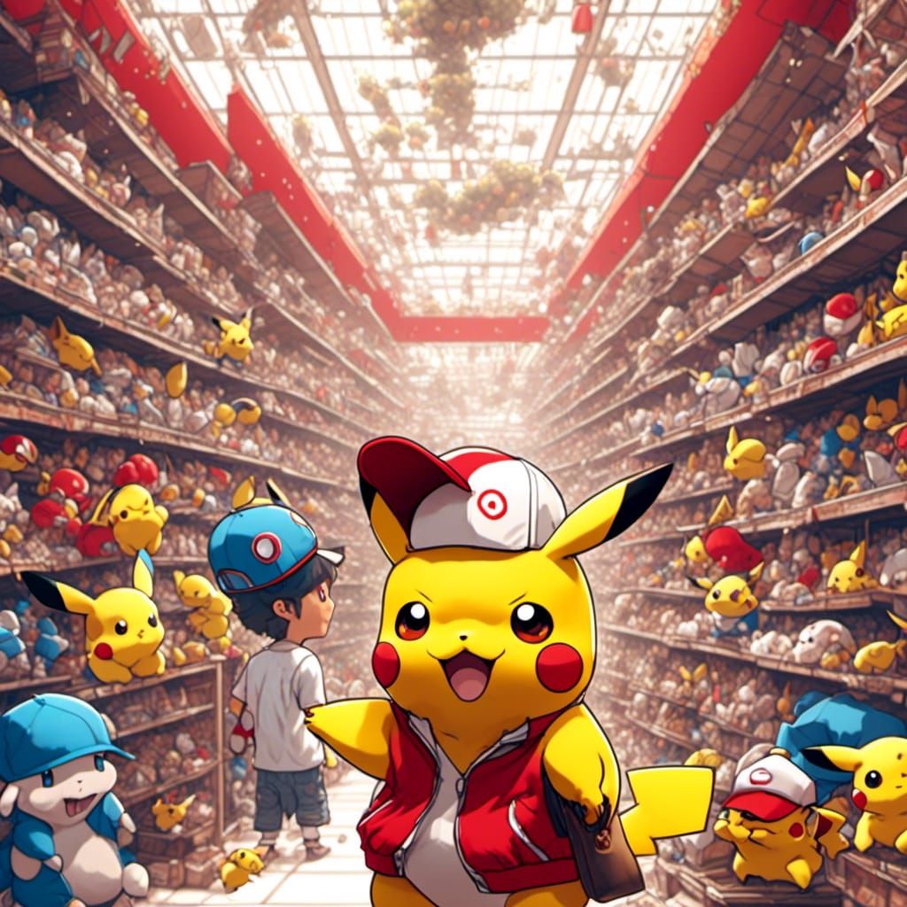 Pokemon Trainers and Pikachu Shopping Spree