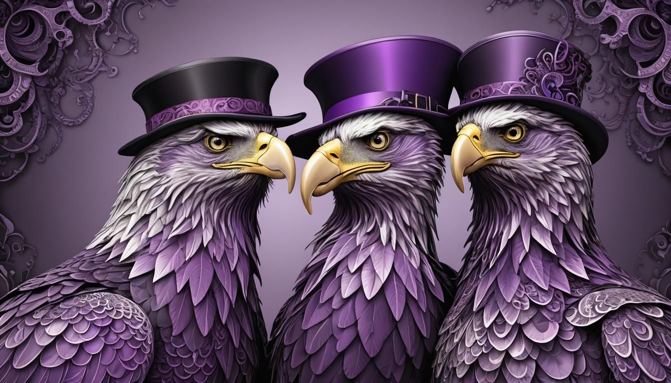 Cube Eagles in Top Hats with Abstract Border