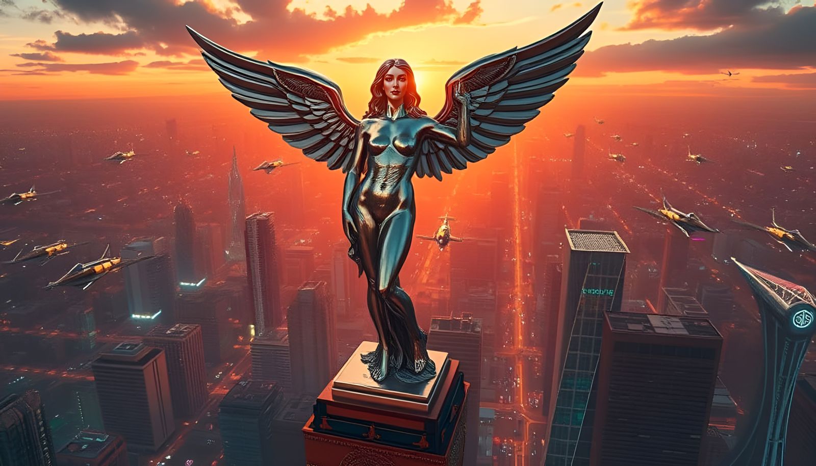 ‘Angel of Liberation.’ Post-apocalyptic Statue of Liberty