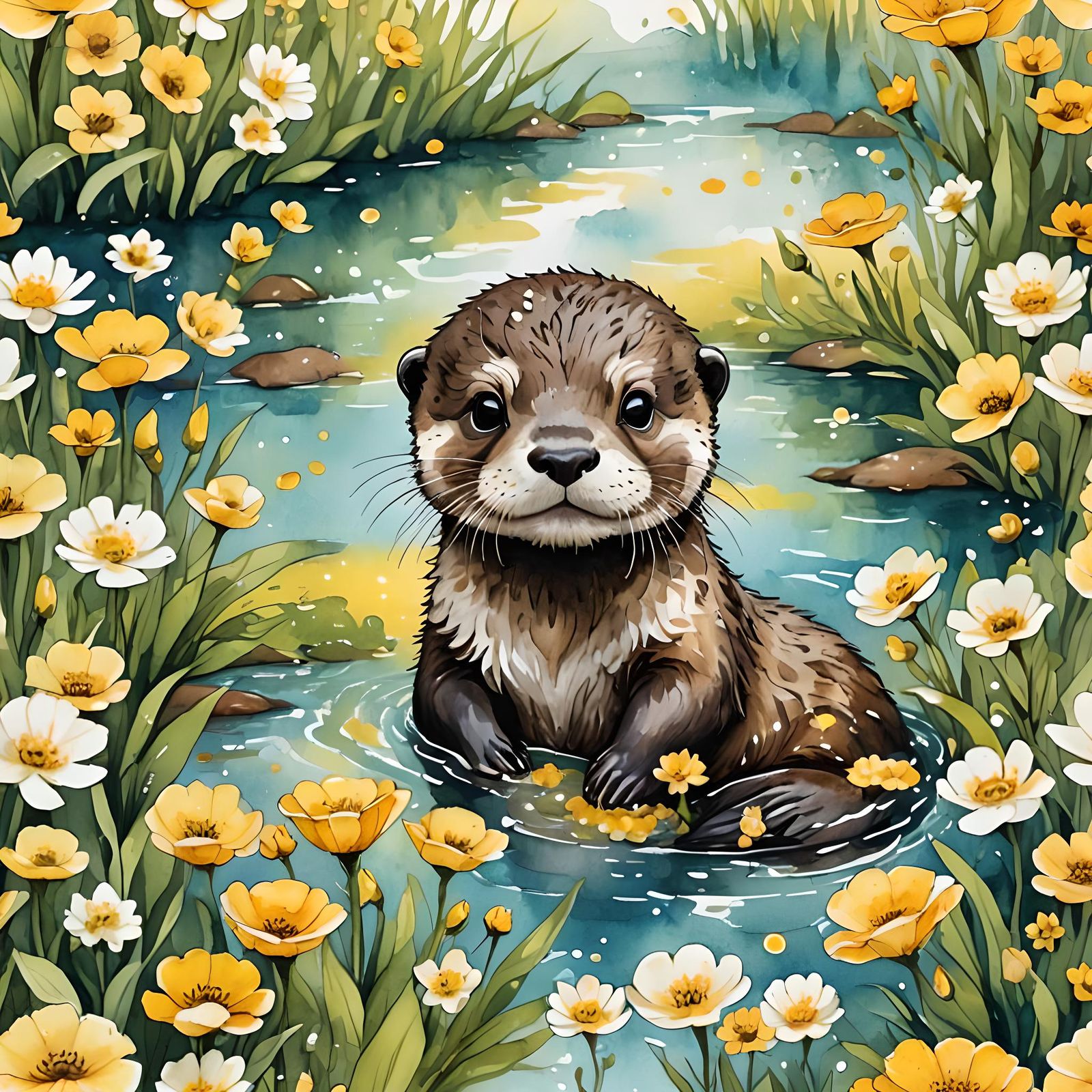 cute chibi baby baby otter