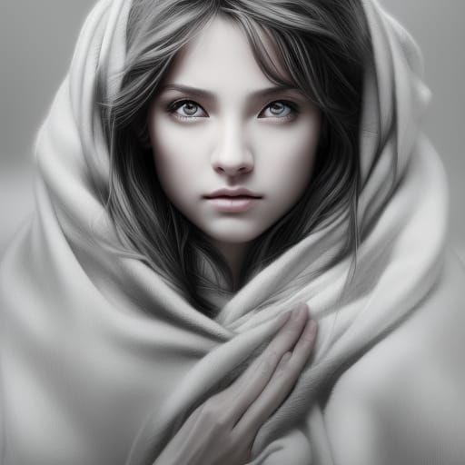 Elegant Woman with Blanket in Hyper-detailed Digital Art
