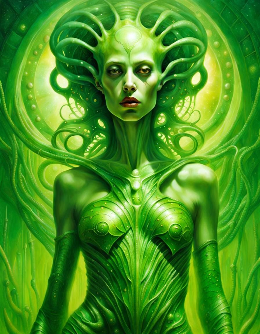 Alien Cyborg Demigod in Heavenly Light