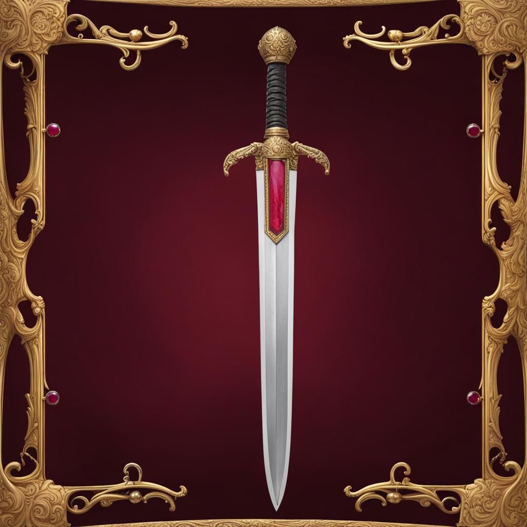 Ornate Gold Hilted Longsword with Ruby Pommel