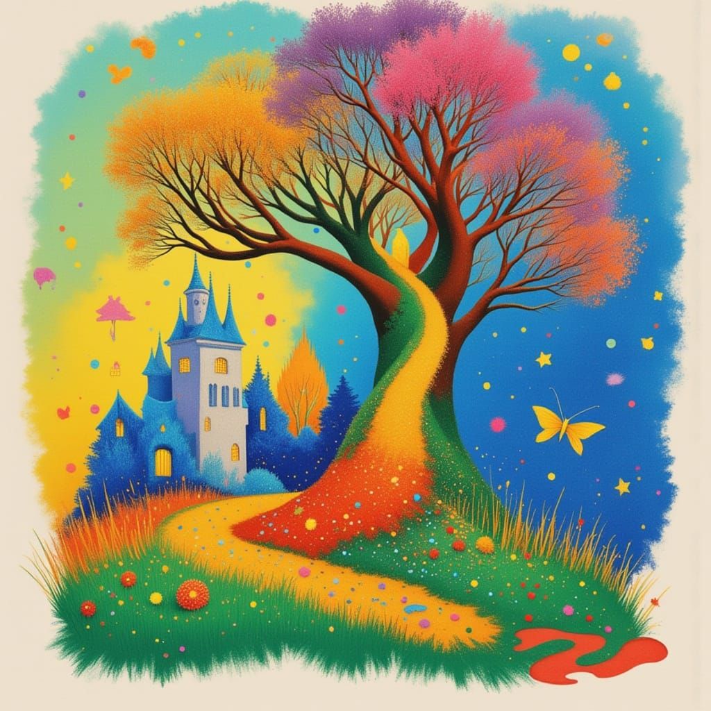 Dreamy Meadow Landscape in Soft Powder Style