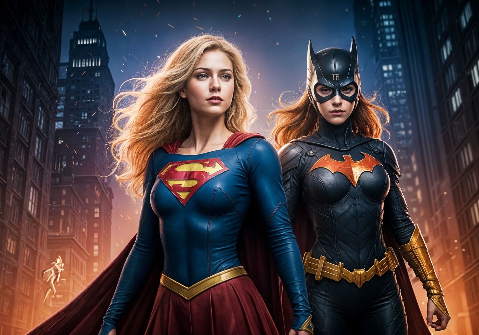 Supergirl and Batgirl in Gotham City by Royo