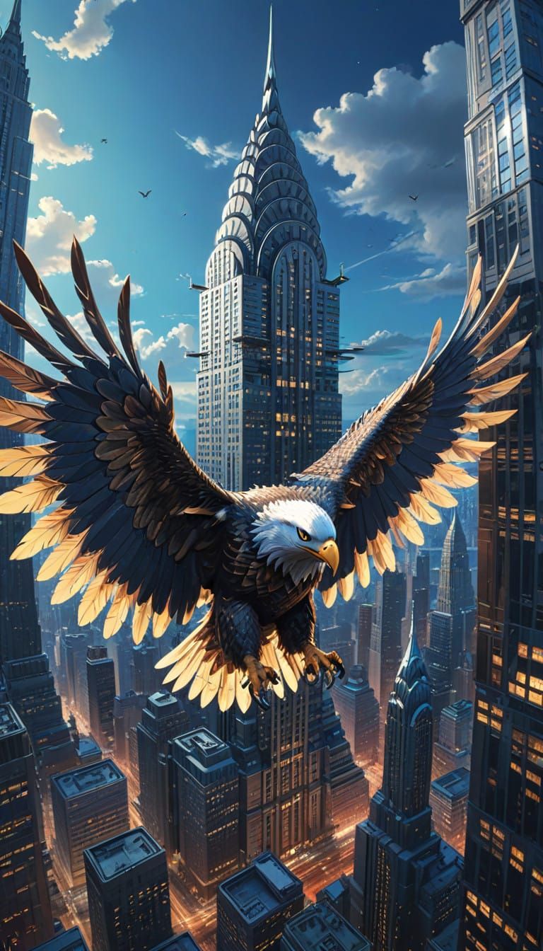 Eagle's Head on the Chrysler Building, Anime-Inspired Art