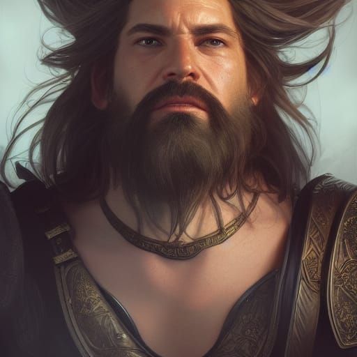 Handsome Dwarf Portrait with Bahamut Tattoo