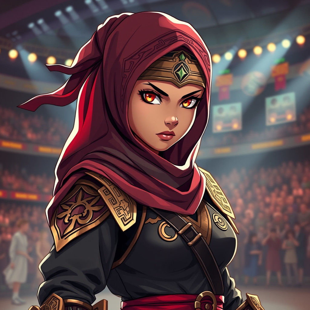 Libyan Warrior Girl Ready for Tournament, Anime Style
