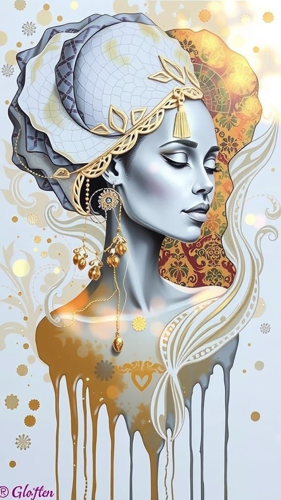 Elegant Woman in Golden African Headwrap