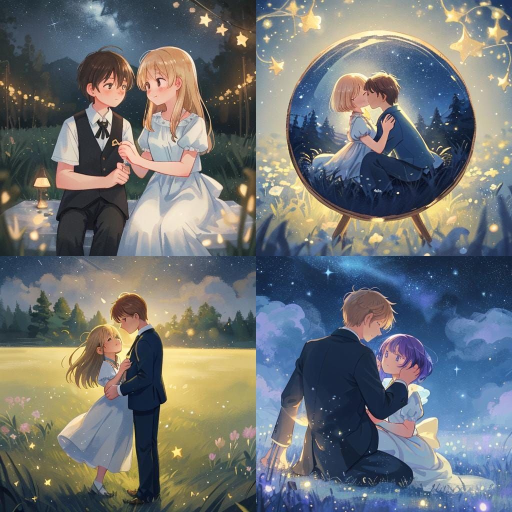 Romantic Couple Under a Starry Night Sky