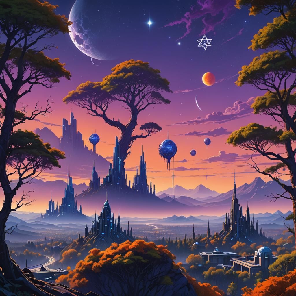 Futuristic Cities Representing Faiths in Fantasy Landscape