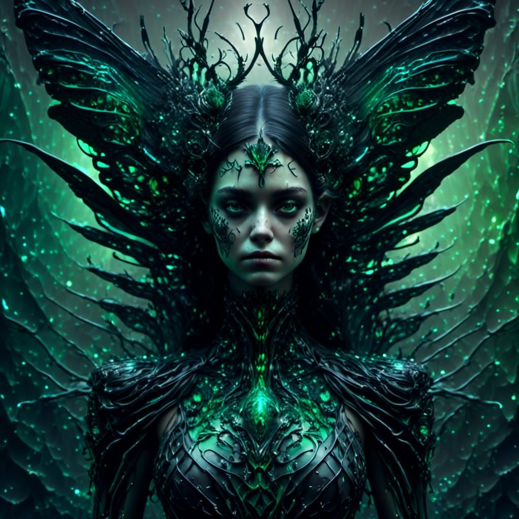 Cursed Crystal Fairy with Undead Aura in Surrealist Style