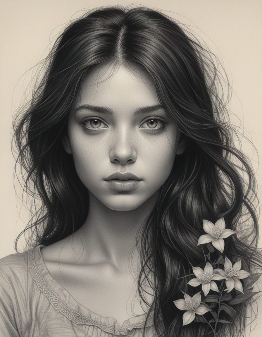 Young Woman in Moody, Hyper-Realistic Portrait