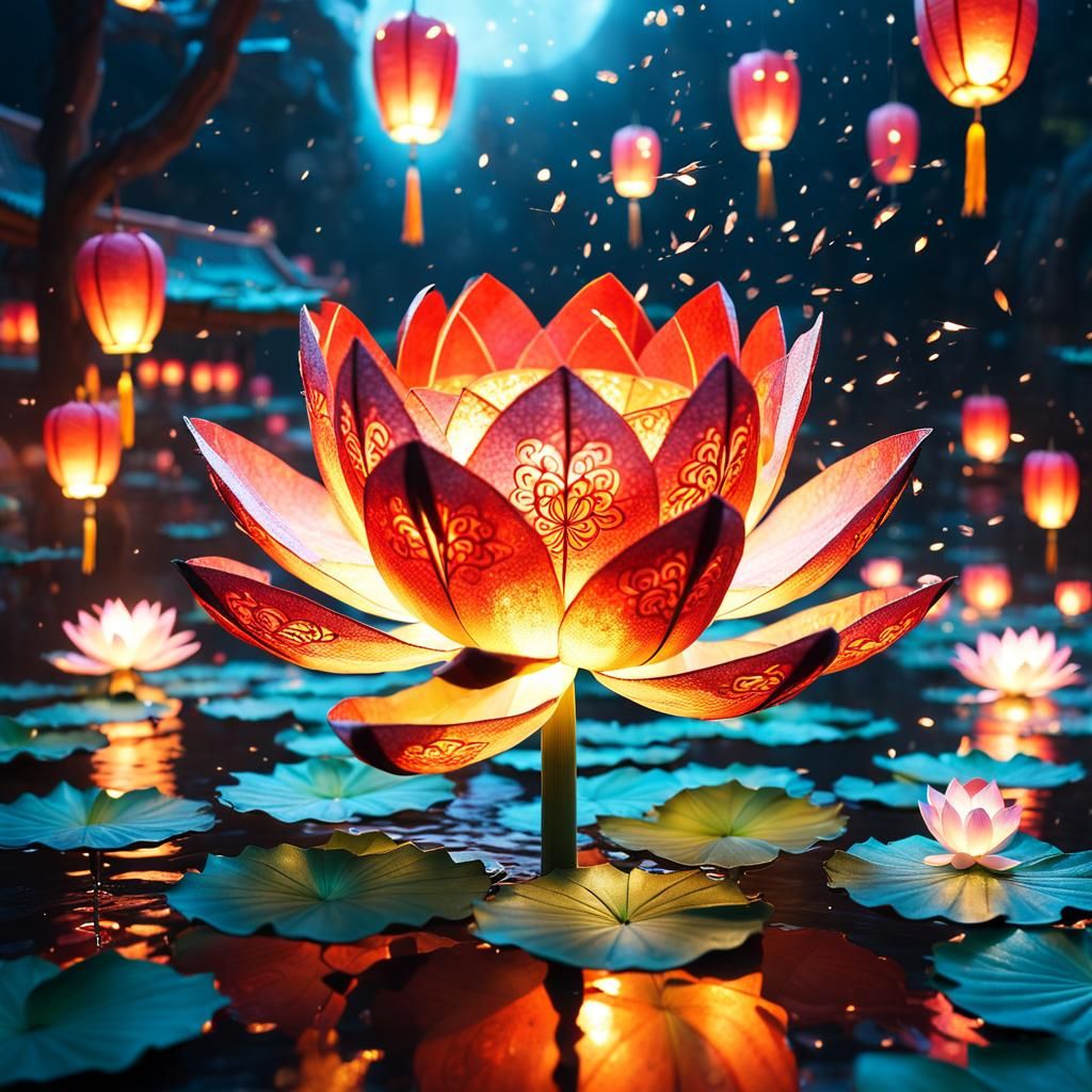 Glowing lotus flower