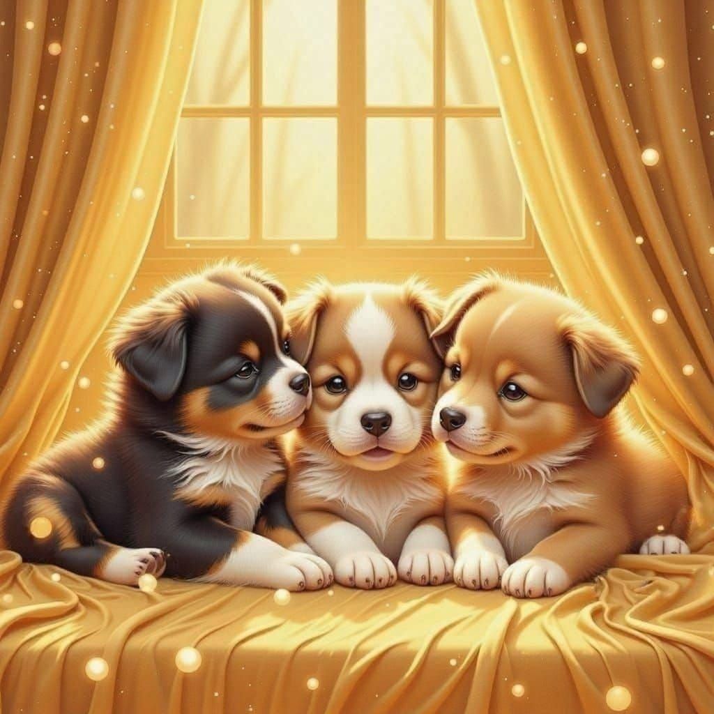 Cute Fluffy Puppies Generated by AI