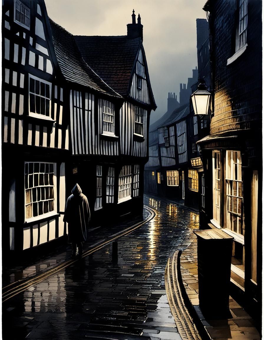 Rainy Night in The Shambles: Watercolor