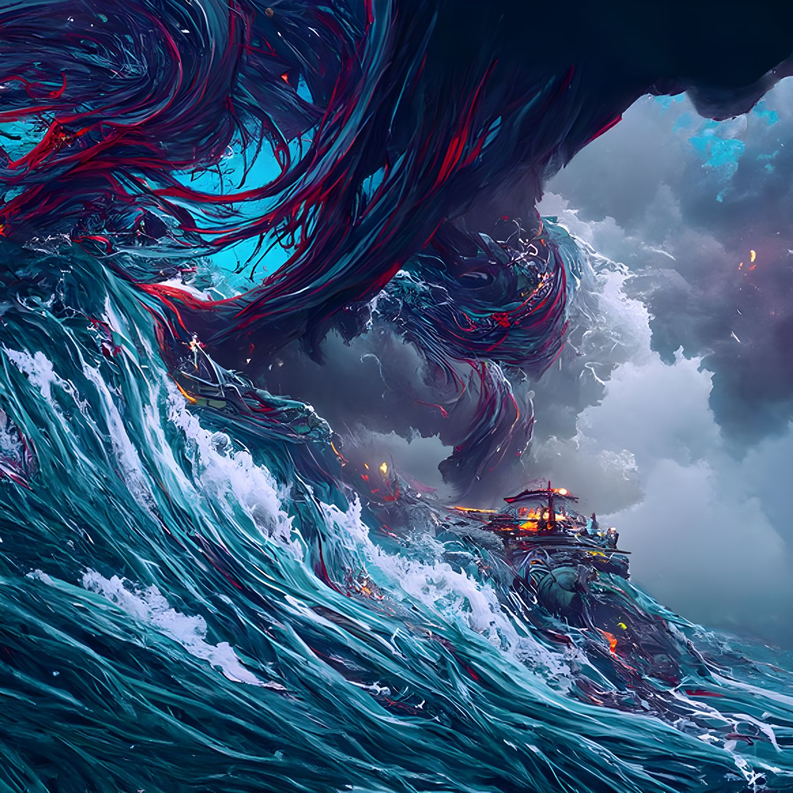 Wrathful Ocean Maelstrom: Digital Matte Illustration