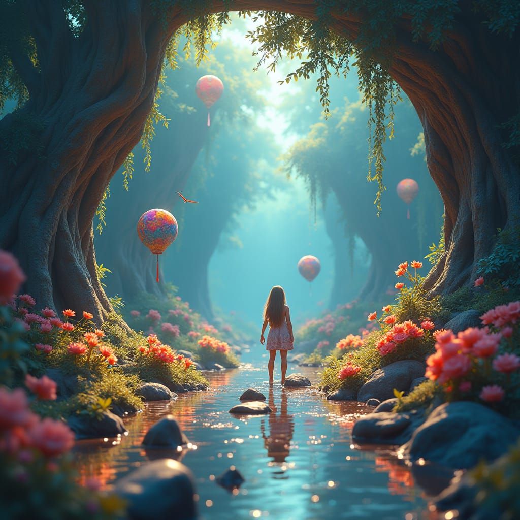 Dreamlike Serendipity Scene in Vibrant Concept Art Style