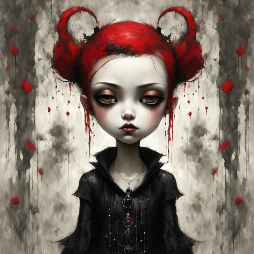 Goth Punk Girl in Art Brut Style