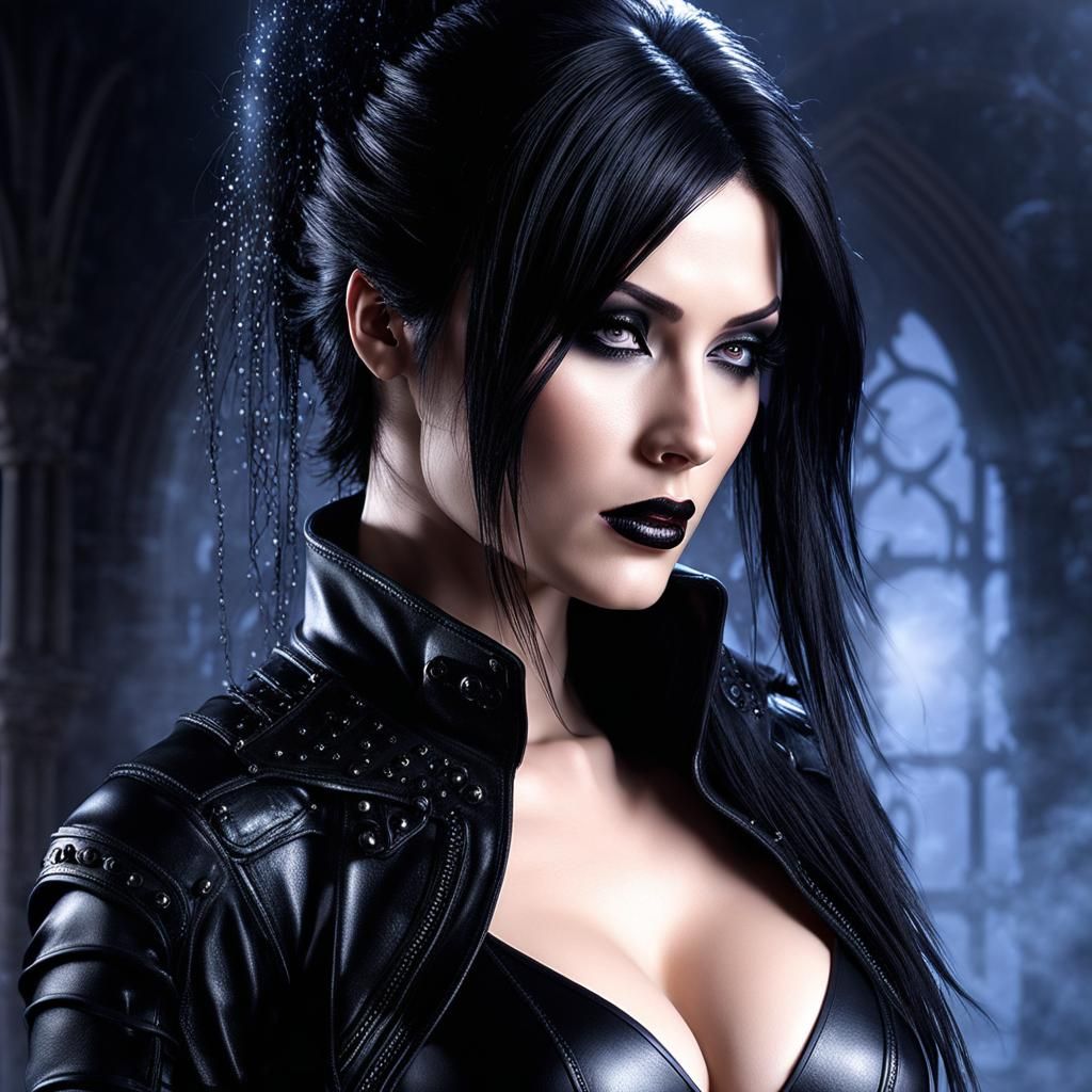Sensual Goth Woman Close-Up Photo