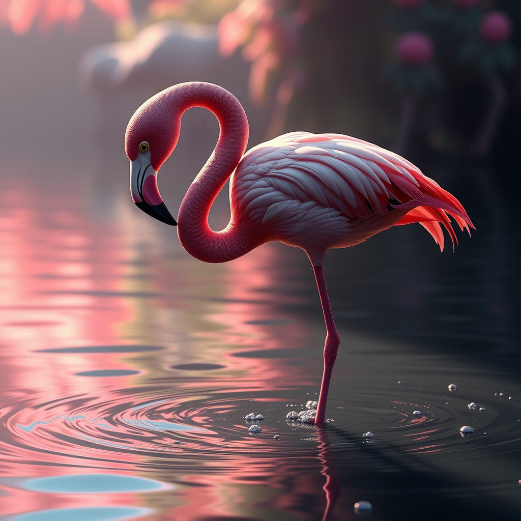 Beautiful Flamingo in Detailed Fantasy Concept Art