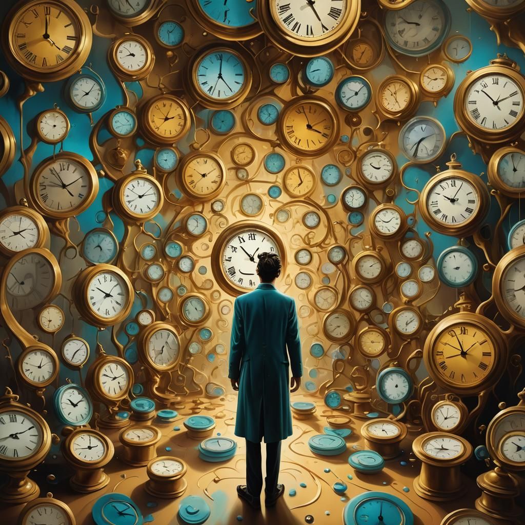 Surreal Clock Dreamscape Inspired by Salvador Dali