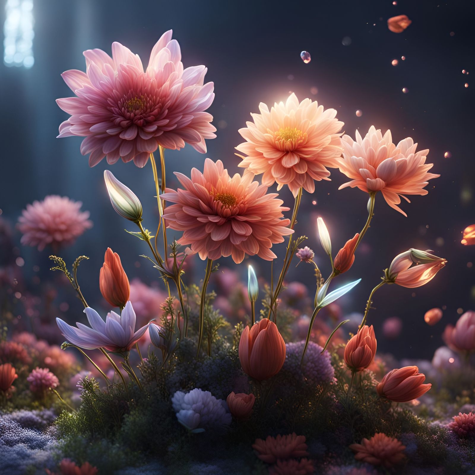 Luminous Flowers with Tender Petals: Digital Matte Painting
