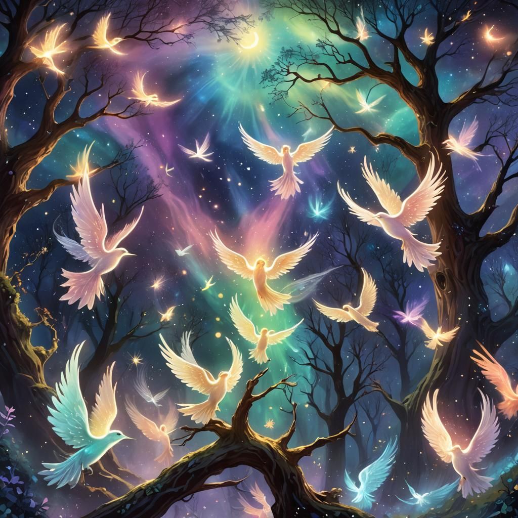 Ethereal Choir Singing Among the Stars: Fantasy Art