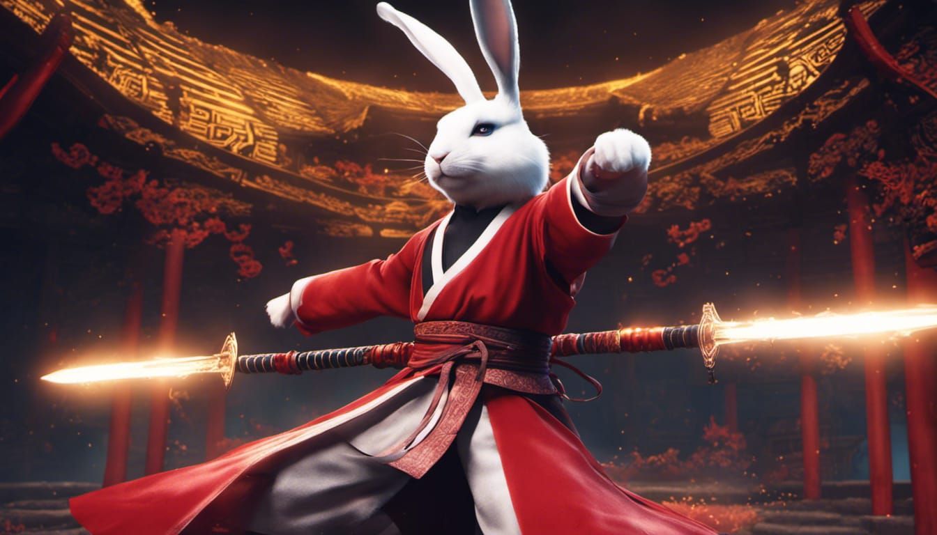 Rabbit Martial Artist Battles Ninja Warriors with Qi